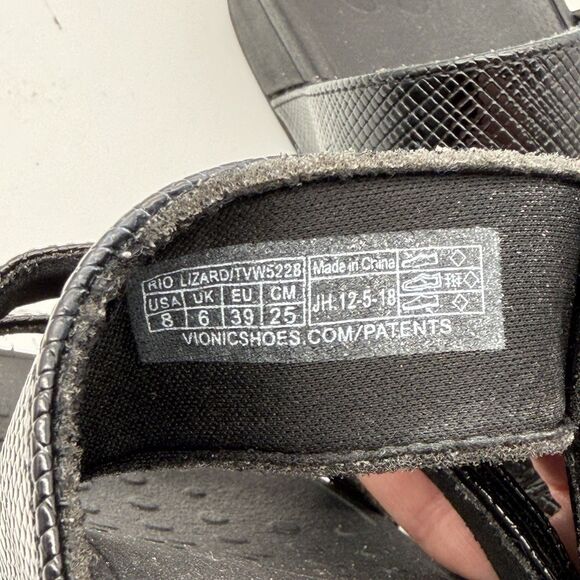 Vionic Pacific Rio Orthotic Black Lizard Wedge Platform Slip On Sandals Women 8 - Picture 11 of 11